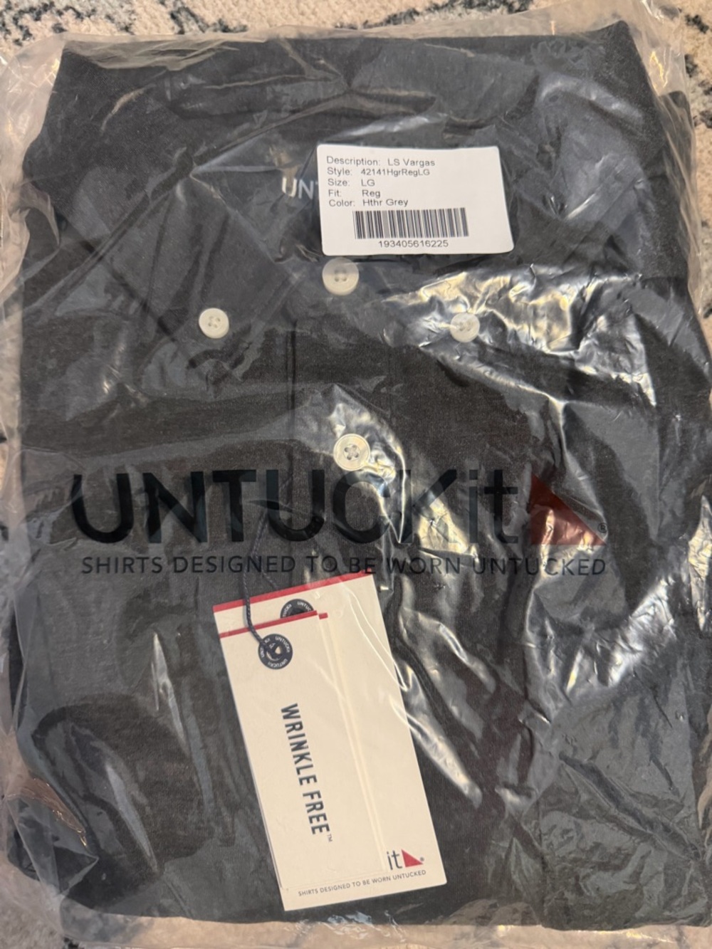 UNTUCKit Men's Long Sleeve Button-Down Shirt in Heather Grey